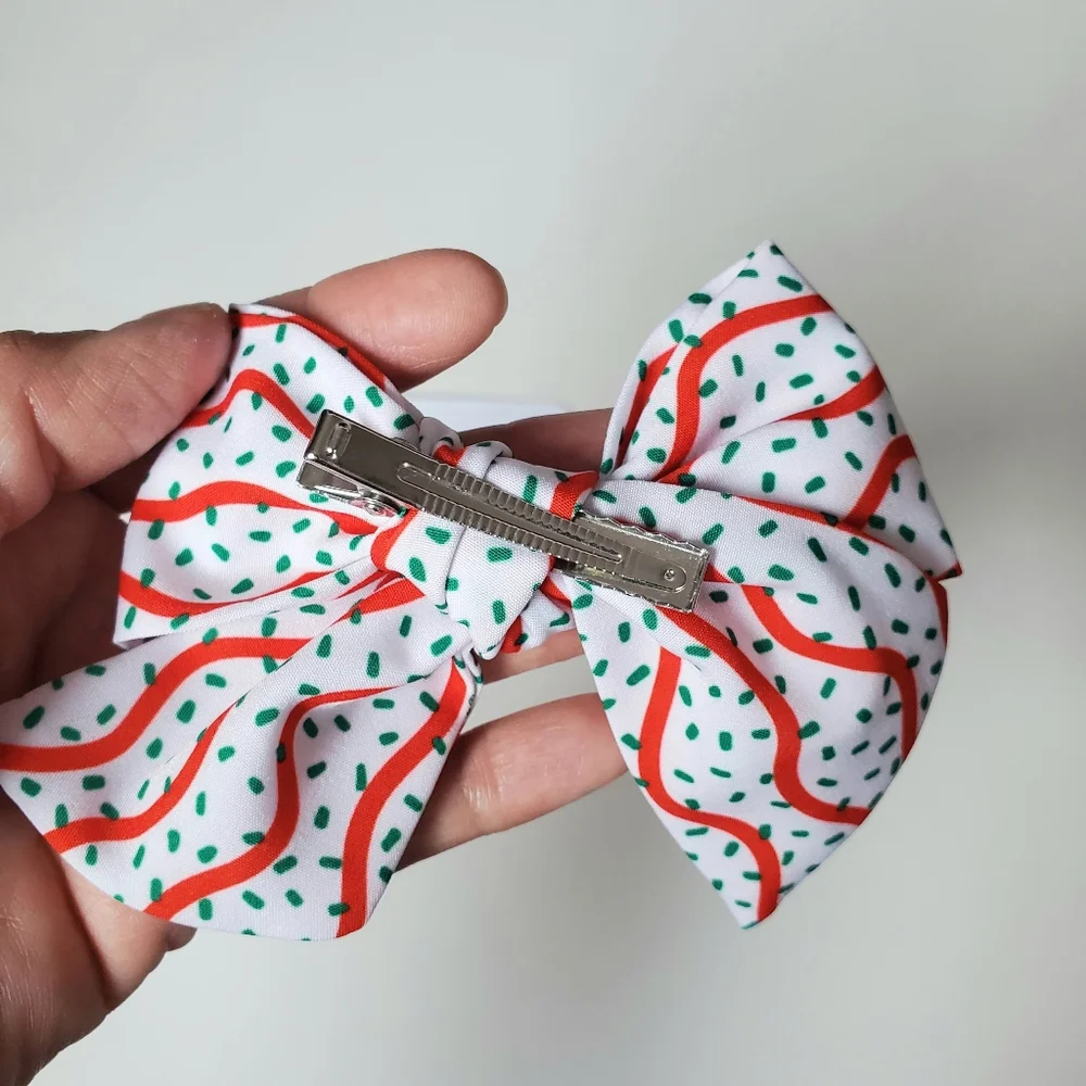 Dessert Christmas Tree Inspired Christmas Hair Bow, OS Handmade